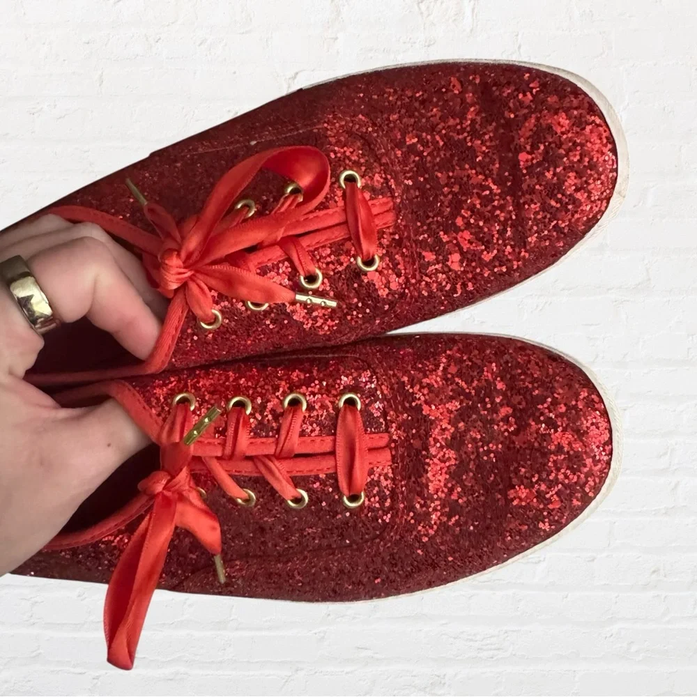 Kate Spade X Keds Glitter Red Sneakers, size 11 - Picture 4 of 7